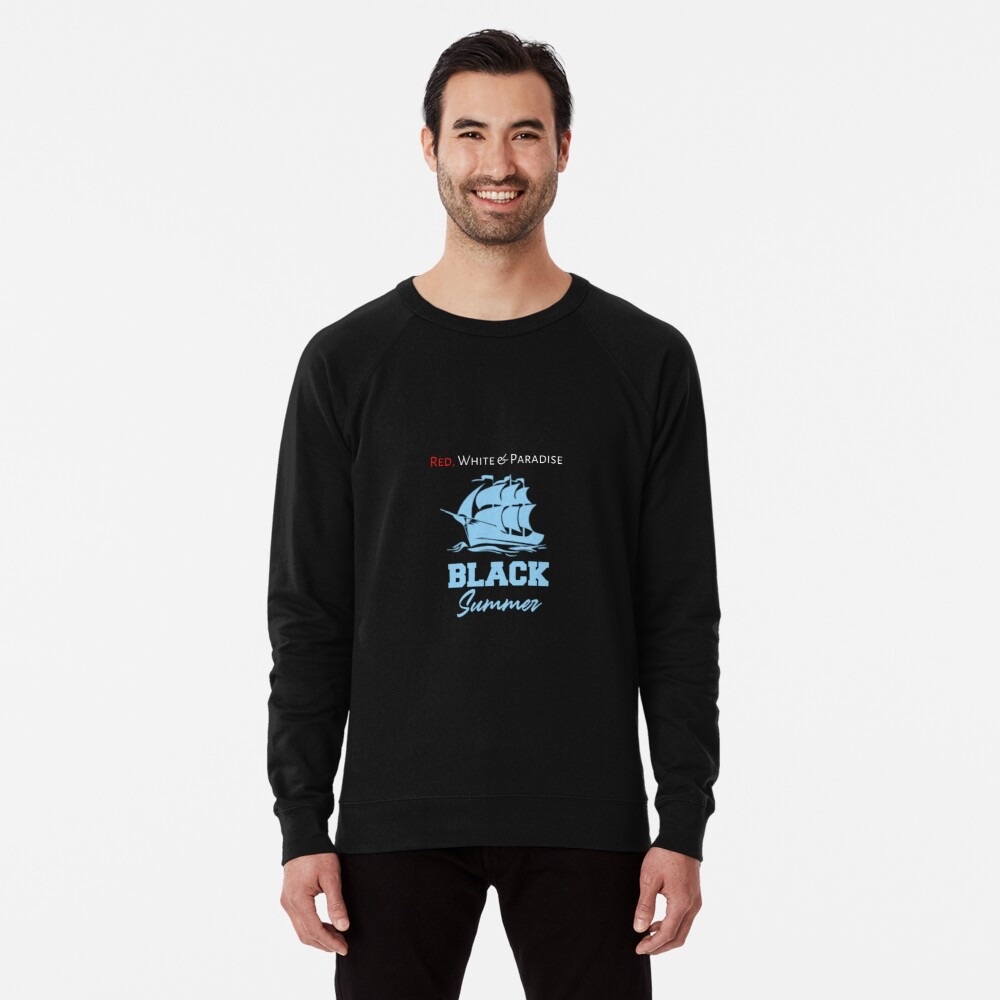 Red, white and paradise lightweight black sweater